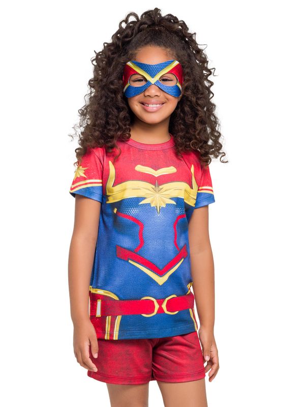 Pijama Manga Curta - Super Heroína com Máscara - useveggi