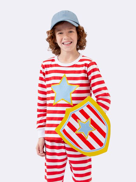 Pijama Manga Longa Infantil Super Herói com Escudo VERMELHO - 10