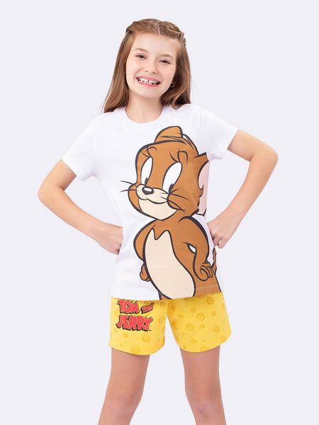 Pijama Manga Curta Infantil Sabor Queijo Tom and Jerry BRANCO - 4