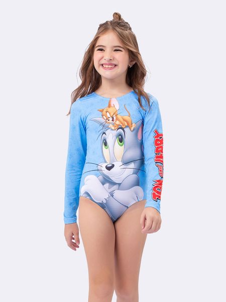 Maiô Manga Longa com Proteção UV 50+ Tom and Jerry AZUL - 4