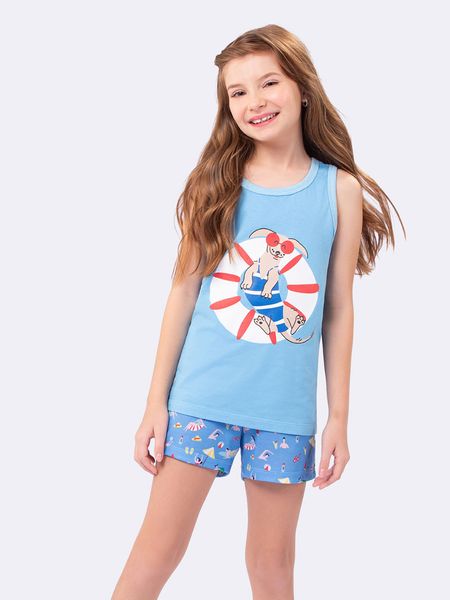 Pijama Regata Infantil Miami Beach AZUL - 2
