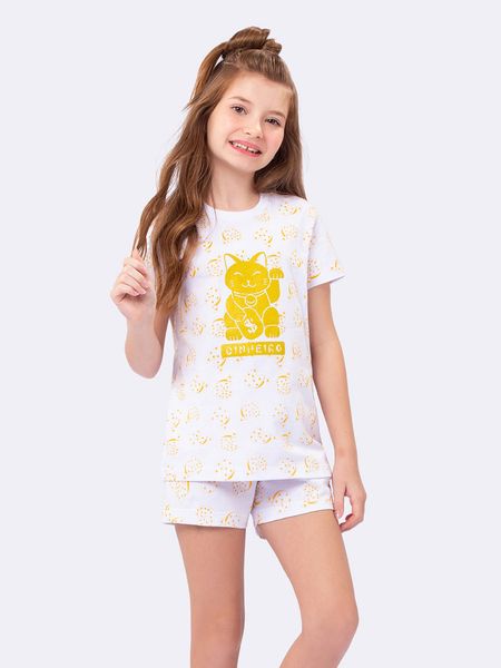 Pijama Manga Curta Infantil Amarelo Faça um Desejo BRANCO - 6