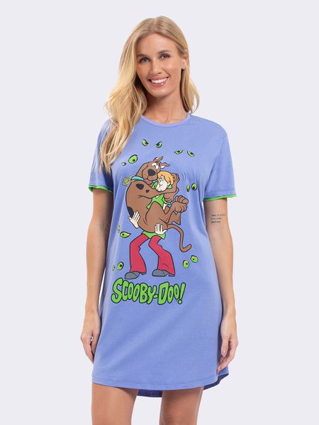Camisola Manga Curta Scooby-Doo e Salsicha em Fuga Brilha no Escuro AZUL - P