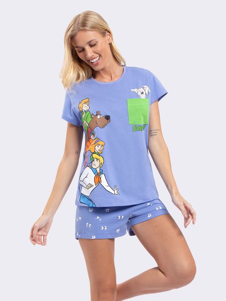 Pijama Manga Curta Scooby-Doo, Cadê você? AZUL - P