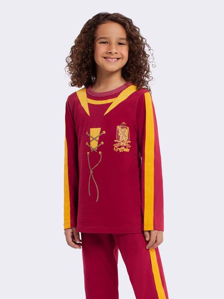 Pijama Manga Longa Unissex Quadribol Grifinória VINHO - 2