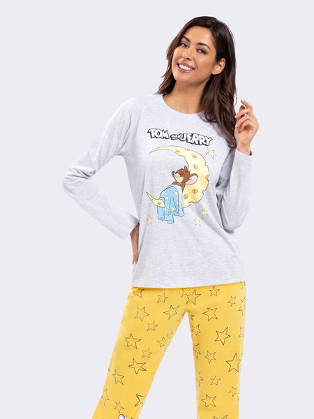 Pijama Manga Longa Tom and Jerry Bons Sonhos MESCLA - P