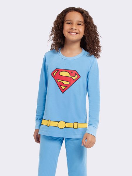 Pijama Manga Longa Slimfit Superman AZUL - 2