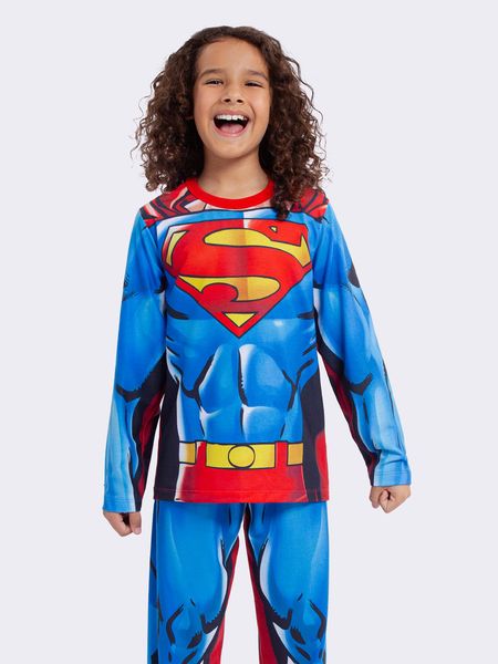 Pijama Manga Longa Superman AZUL - 12