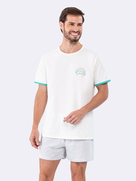 Pijama Manga Curta Masculino Aniversário Harry Potter - Com embalagem especial MARFIM - P