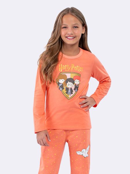 Pijama Manga Longa Infantil Harry Potter LARANJA - 2