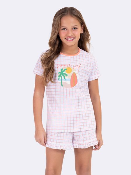 Pijama Manga Curta Infantil Summer BRANCO - 8