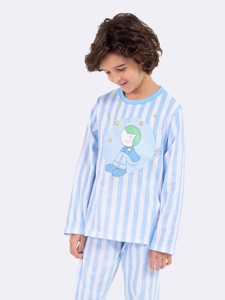 Pijama Manga Longa Infantil Masculino Turma da Bia Festa AZUL - 12