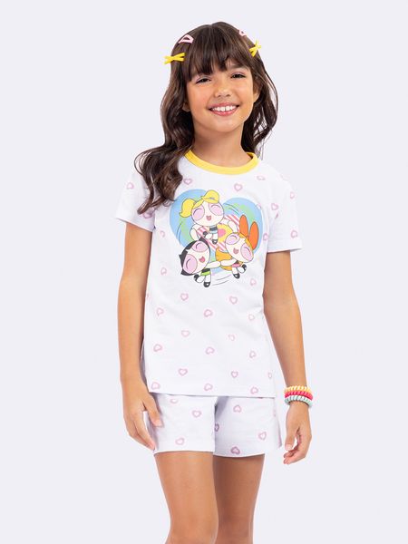 Pijama Manga Curta Infantil Meninas Superpoderosas BRANCO - 2