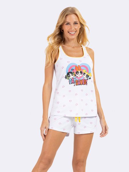 Pijama Regata Meninas Superpoderosas Day Saved BRANCO - M