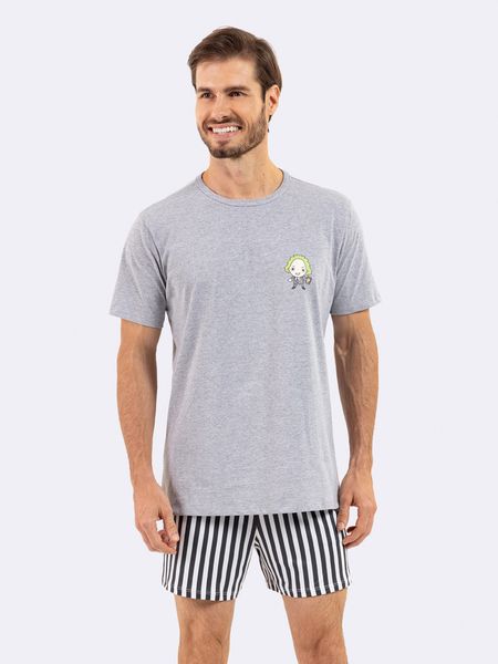 Pijama Manga Curta Masculino Mescla Beetlejuice MESCLA - P
