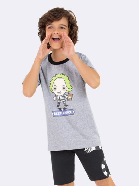 Pijama Manga Curta Infantil Masculino Beetlejuice MESCLA - 6