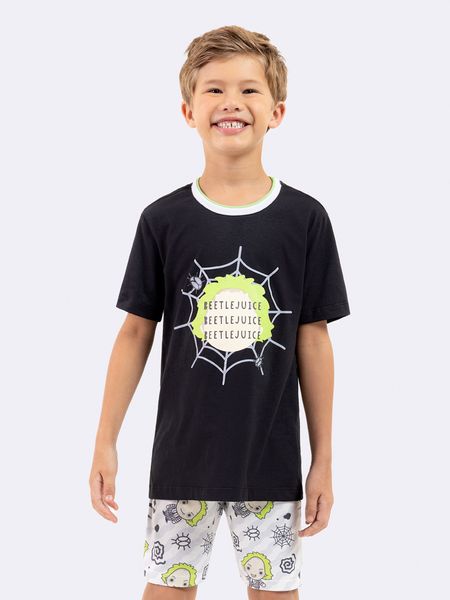 Pijama Manga Curta Infantil Masculino Beetlejuice 3x PRETO - 6
