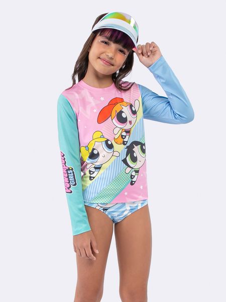 Blusa Manga Longa com Proteção UV 50+ Meninas Superpoderosas ROSA - 2