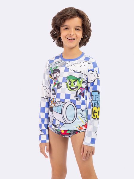 Blusa Manga Longa Masculino com Proteção UV 50+ Jovens Titãs BRANCO - 6