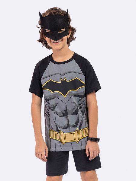 Pijama Manga Curta Batman com Máscara PRETO - 2