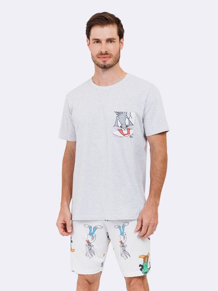 Pijama Manga Curta Masculino Loney Tunes MESCLA - P
