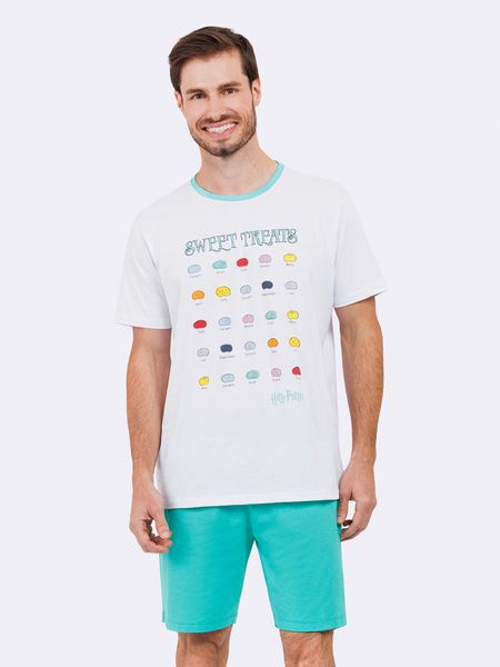 Pijama Manga Curta Masculino Feijõezinhos Mágicos BRANCO - P