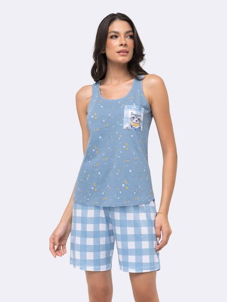 Pijama Regata com Bermuda Feminino AZUL - P