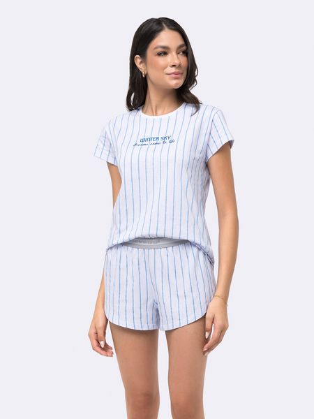 Pijama Manga Curta com Short Feminino BRANCO - G