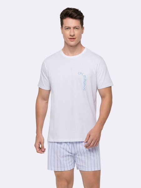 Pijama Manga Curta com Short Masculino BRANCO - P