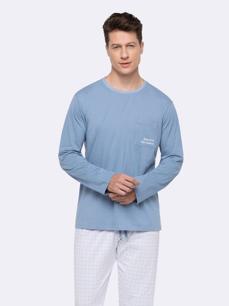 Pijama Manga Longa Masculino AZUL - P
