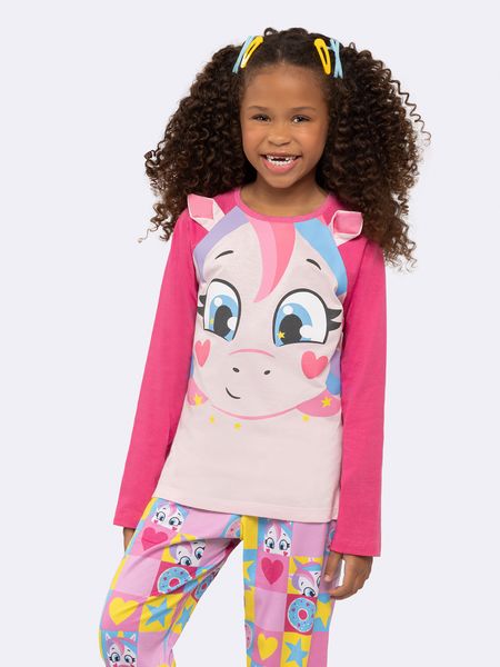 Pijama Infantil Manga Longa Unicórnio com Detalhes Divertidos ROSA - 8