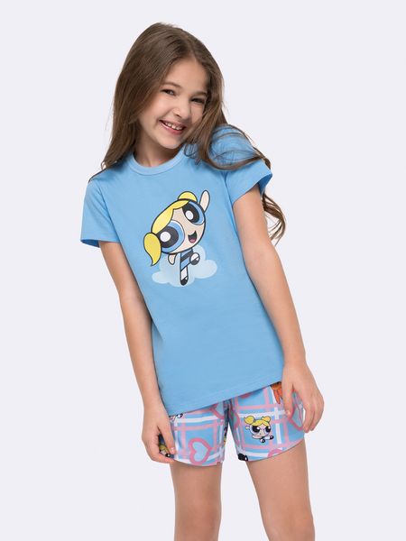 Pijama Manga Curta Infantil As Meninas Superpoderosas AZUL - 2