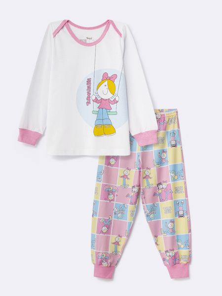 Pijama Bebê Turma da Bia - Conforto e Diversão para os Pequenos BRANCO - 0A3