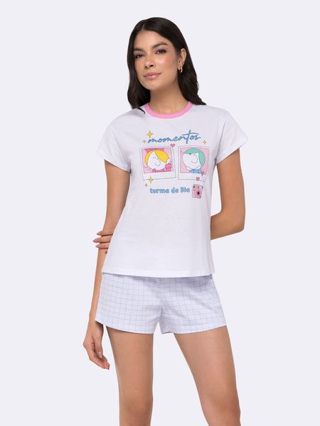 Pijama Manga Curta Turma da Bia BRANCO - PP