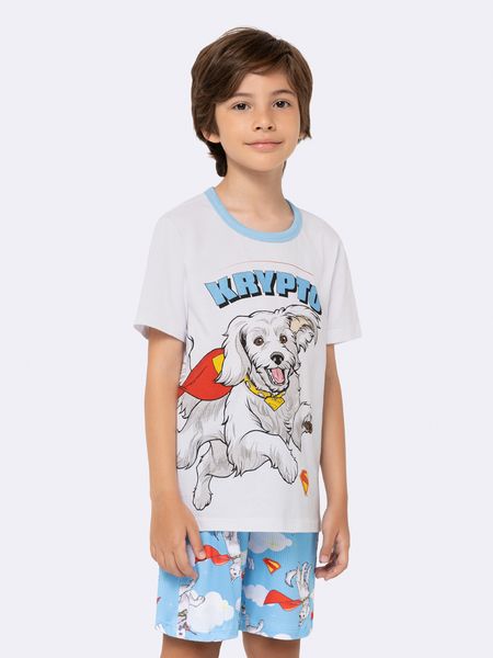 Pijama Manga Curta Infantil Masculino Krypto BRANCO - 2