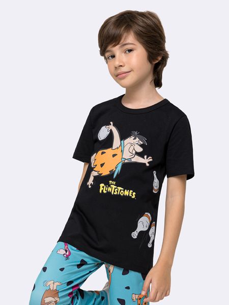 Pijama Manga Curta com Calça Flintstones Yabba Dabba Doo PRETO - 2