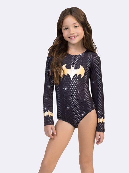 Maiô Manga Longa com Proteção UV 50+ Batgirl PRETO - 12