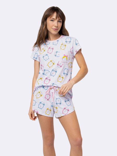 Pijama Manga Curta Bia Clock BRANCO - PP